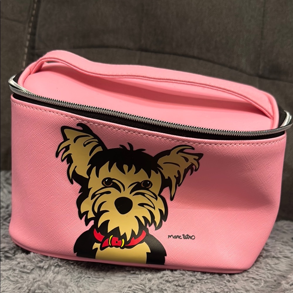 Marc Tetro Pink Cosmetic Bag with Dog Design